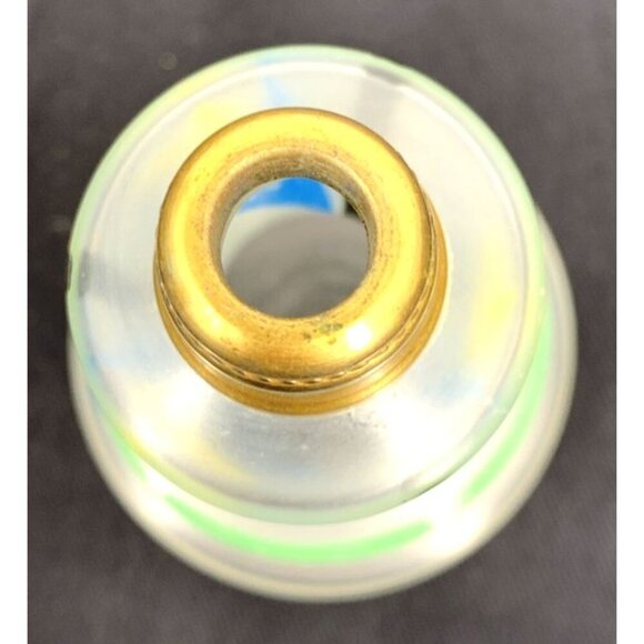 Art Deco Perfume Bottle Glass Applicator Brass Hand Painted 5" Vintage - Picture 7 of 10